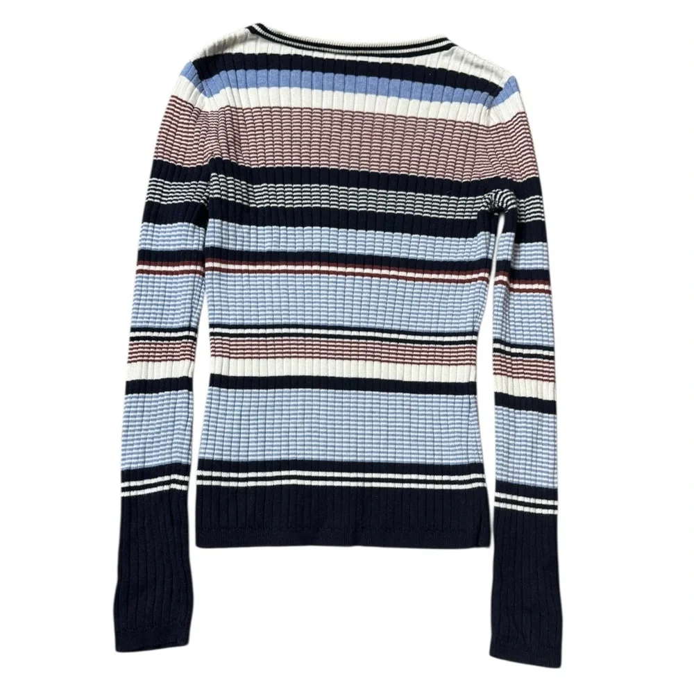 Margaret O’Leary Ribbed Striped Cotton Sweater size S